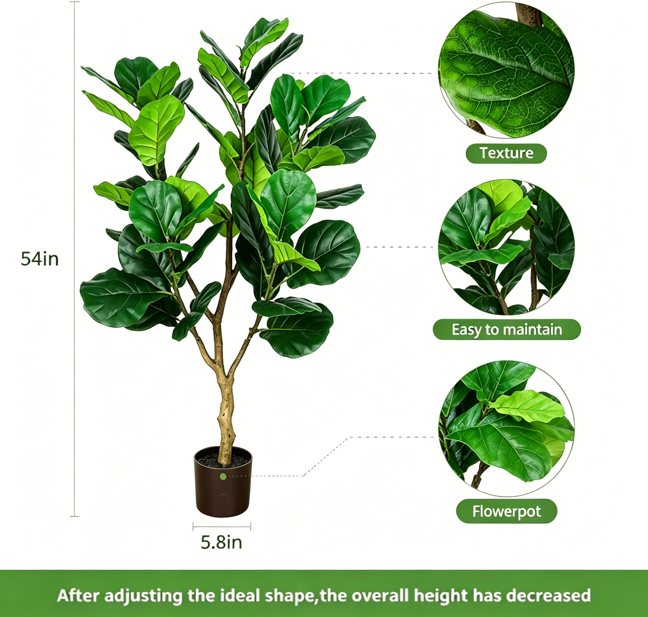 135cm Artificial Fiddle Leaf F – Ficus Lyrata Tree recenzja i cena