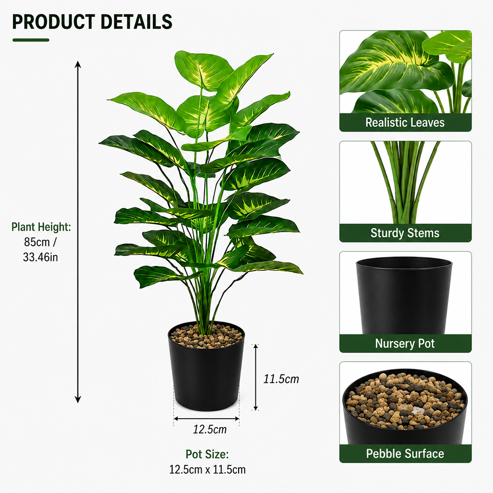 85cm Artificial Pothos Plants  – Ficus Lyrata Tree recenzja i cena