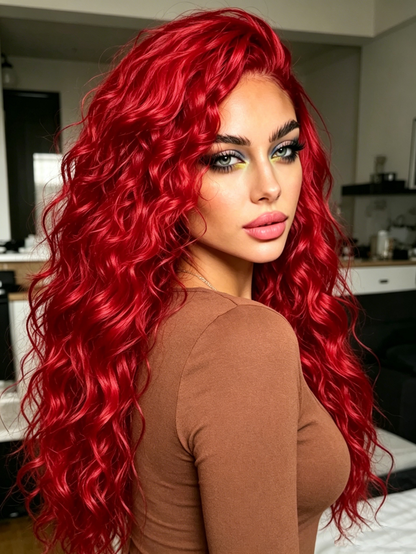 Red Deep Wave Lace Front Wigs  – Aglaonema Red recenzja i cena